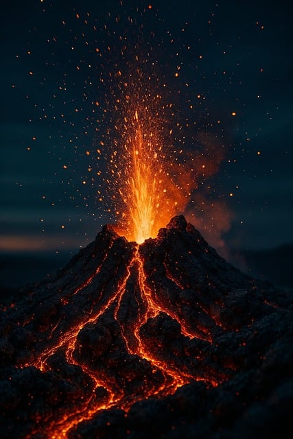 Free volcanic eruption volcano lava illustration