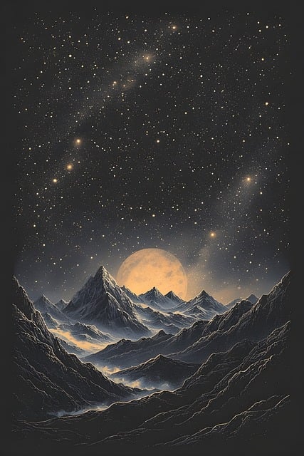 Free minimalist mountains stars illustration