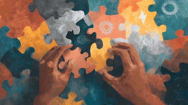 Free puzzle pieces hands illustration