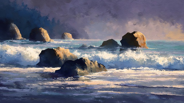 Free sea ocean rocks illustration
