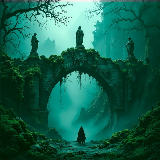 Free mystical archway dark fantasy art ancient ruins illustration