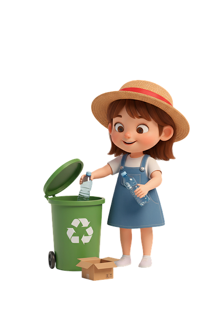Free recycling eco-friendly girl cartoon characters illustration