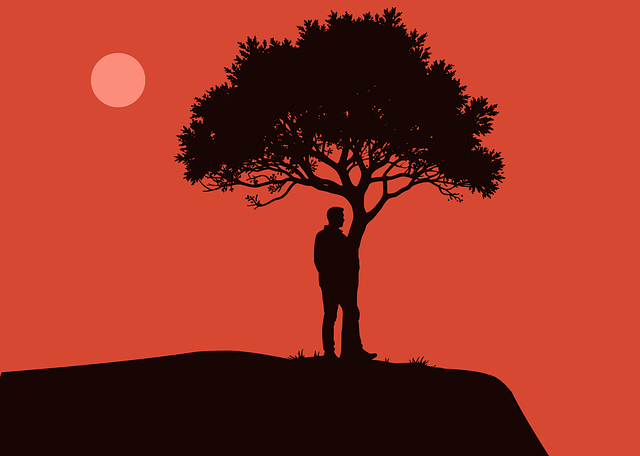 Free sunset silhouette tree vector