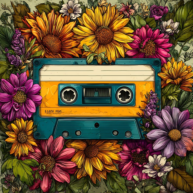 Free cassette tape retro illustration