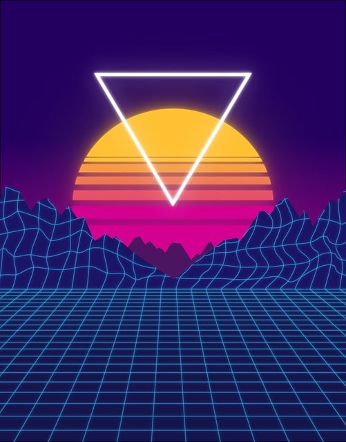 synthwave, 80s, retro, vintage, colorful, poster, sun