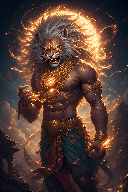 Free narashimha vishnu lion illustration