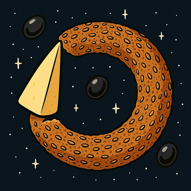 Free cartoon illustration space food art sesame bagel illustration