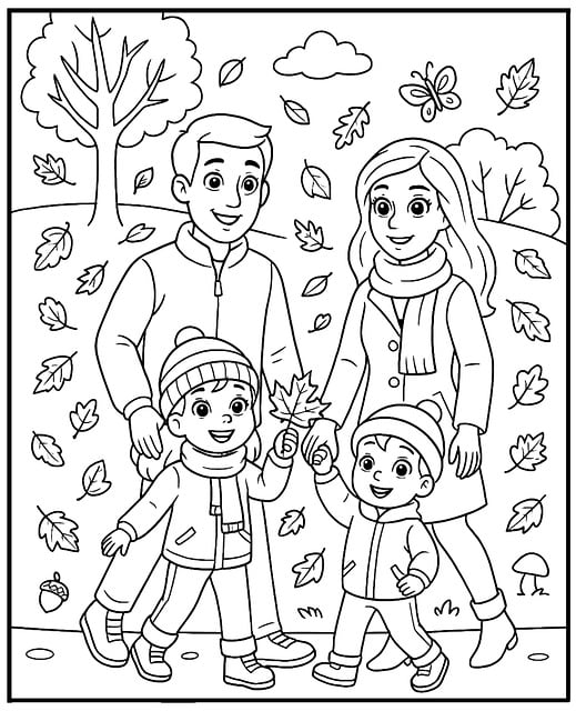 Free autumn family seasons illustration
