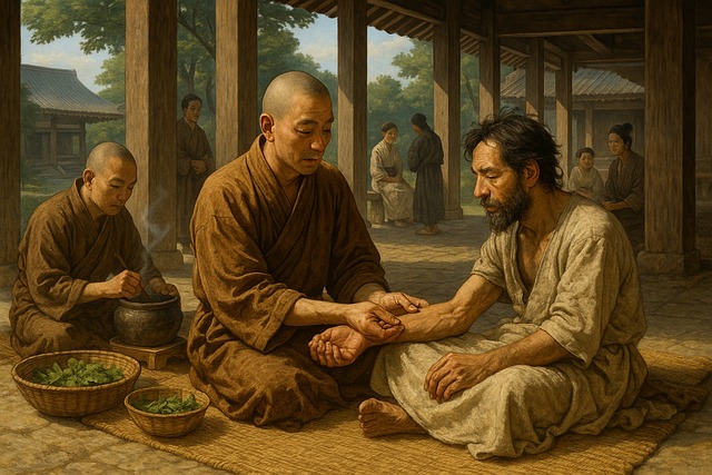 Free nara period buddhist monk physician herbal medicine illustration