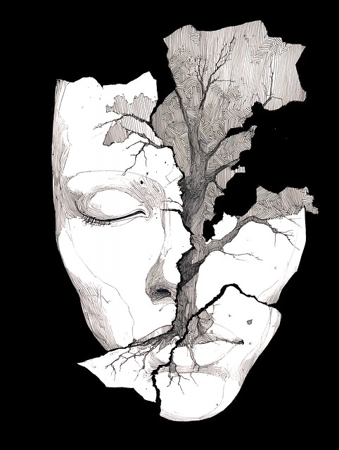 Free mask leaf broken illustration
