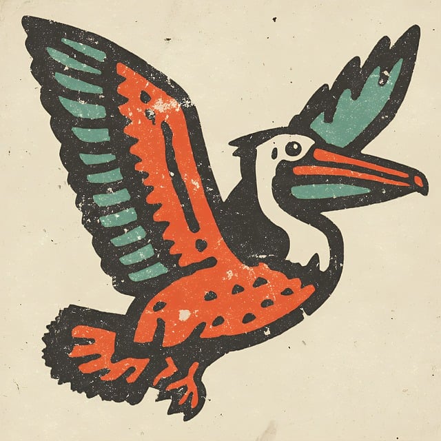 Free pelican bird vintage illustration