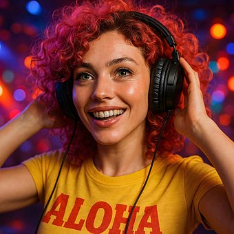 Aloha, Música, Discoteca, Garota, Cachos