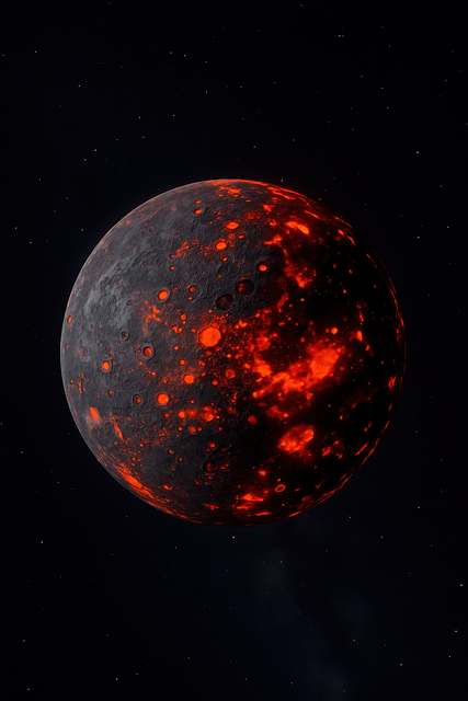 Free lava planet fiery surface glowing craters illustration