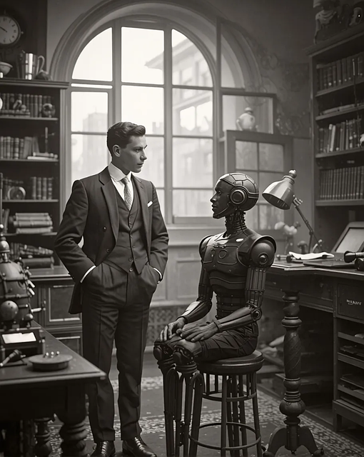 B W, Professor, Roboter, Ai Generiert