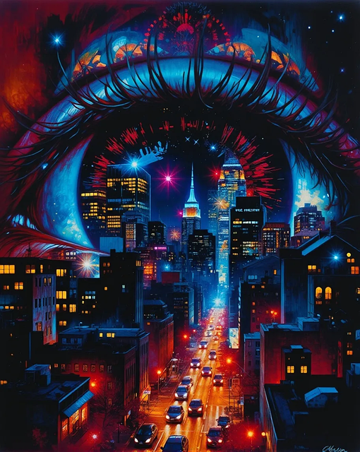 Auge, Stadtbild, Fantasie, Ai Generiert