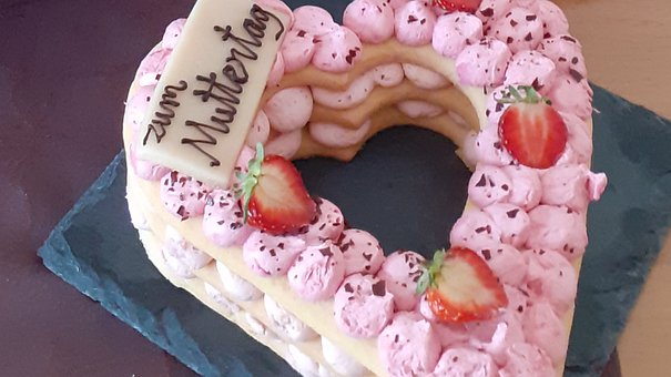 Kaker, Jordbær Kake, Å Bake, Hjerte Form