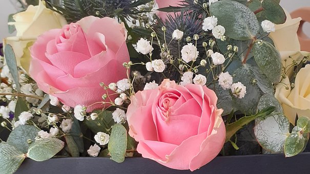 En Haug Med Blomster, Bukett Med Roser