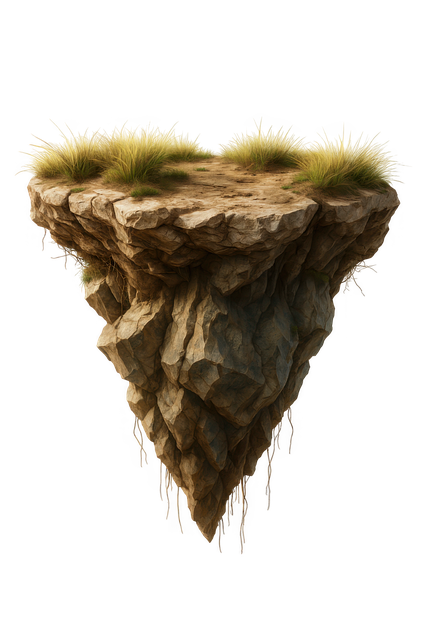 Free floating island grass island fantasy landscape illustration
