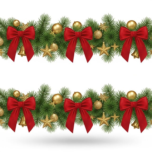 Download free HD stock image of Decorative Garland Pine Branches Free decorative garland pine branches red bows illustration