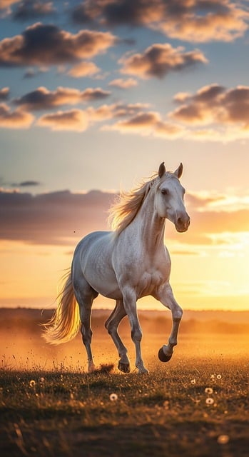 Free white horse horse galloping illustration