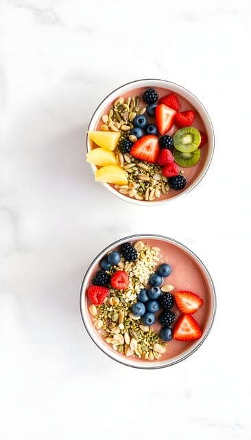 Free smoothie bowl healthy breakfast fruit toppings illustration