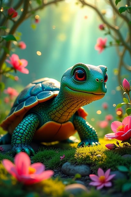 Free turtle nature flowers illustration