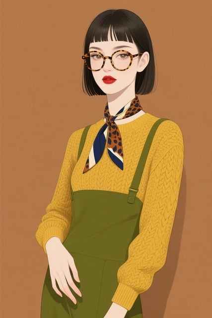Free fashion illustration autumn outfit vintage style illustration