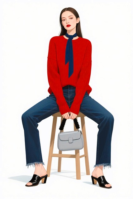 Free red sweater bold outfit fall fashion illustration