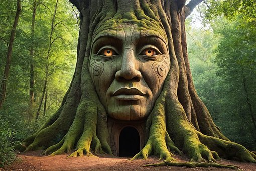 Árvore, Natureza, Cara, Fantasia