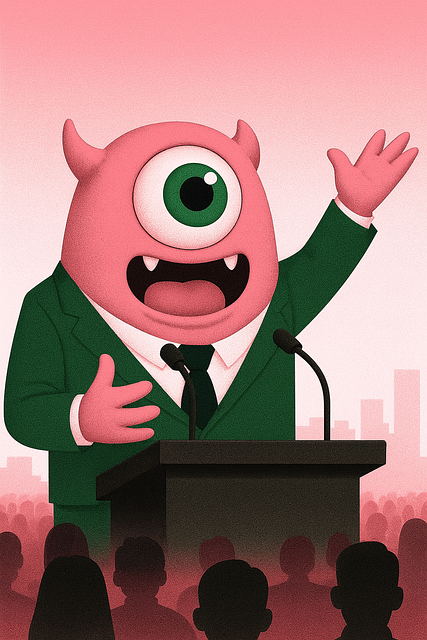 Free cartoon monster funny politician political speech illustration