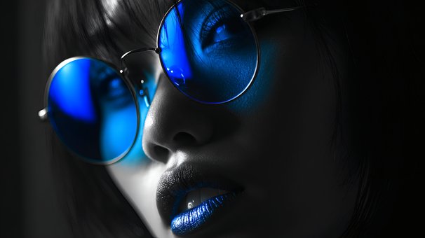 Free Cyberpunk Portrait Neon Blue Glasses illustration and picture