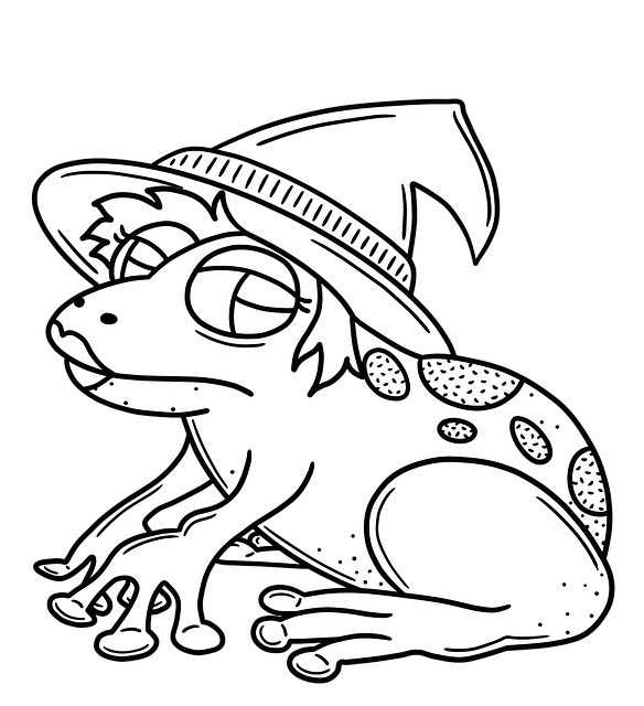 Free halloween witch frog illustration
