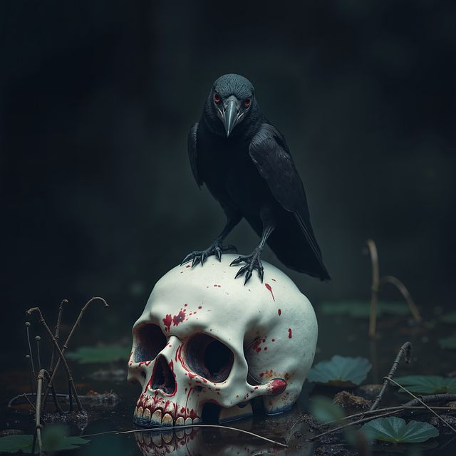 Free skull death bird illustration