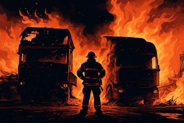 Free fire firefighter burning illustration