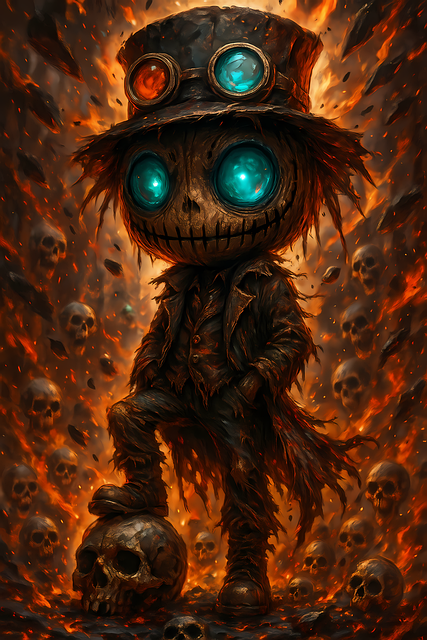 Free Glowing Blue Eyes Fiery Background illustration and picture