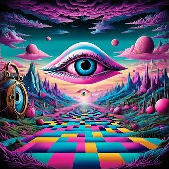 Auge, Dahlie, Bunt, Rosa, Planet, Berge