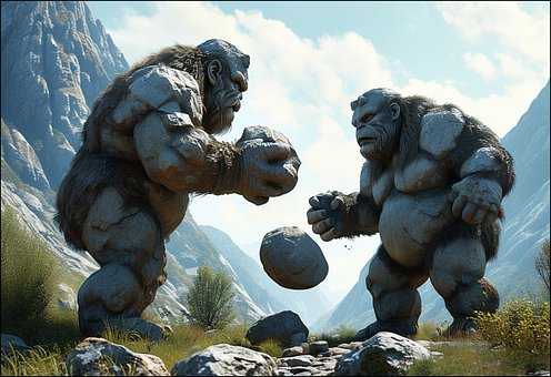 Troll, Berge, Landschaft, Karikatur