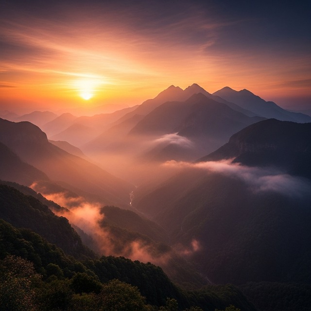 Free Sunrise Mountains illustration and picture