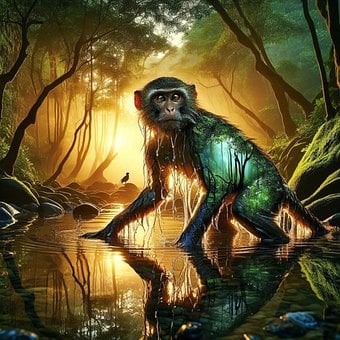 Macaco, Floresta, Reflexão, Natureza
