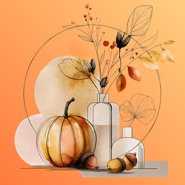 Free pumpkin autumn still life illustration