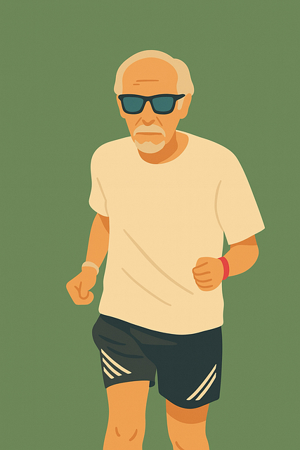 Free flat design vector art old man running illustration