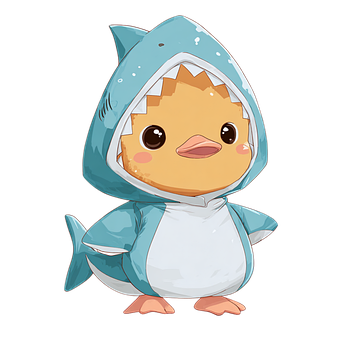 Pato, Tubarão, Traje, Chibi