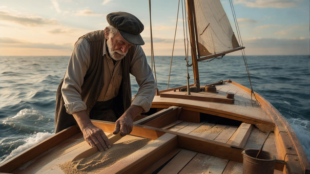 Segelboot, Kapitän, Strand, Ai Generiert
