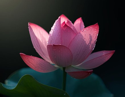 Lotus, Blume, Rosa, Wasser, Tröpfchen