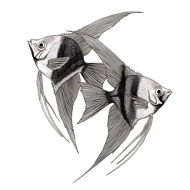Free angelfish sketch drawing illustration