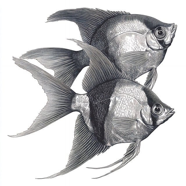 Free angelfish engraving vintage illustration