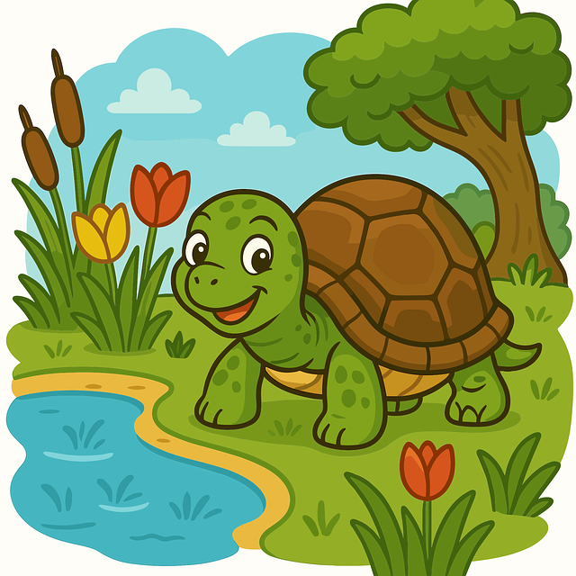 Free turtle cartoon turtle pond illustration vector