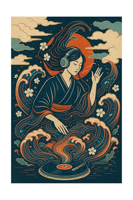 Free japan dj music illustration