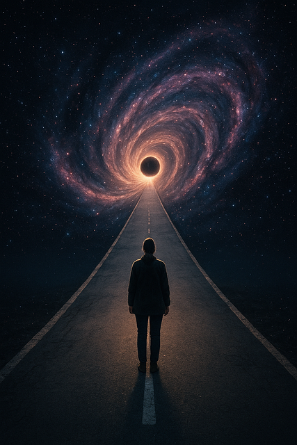 Free black hole galaxy cosmic vortex illustration