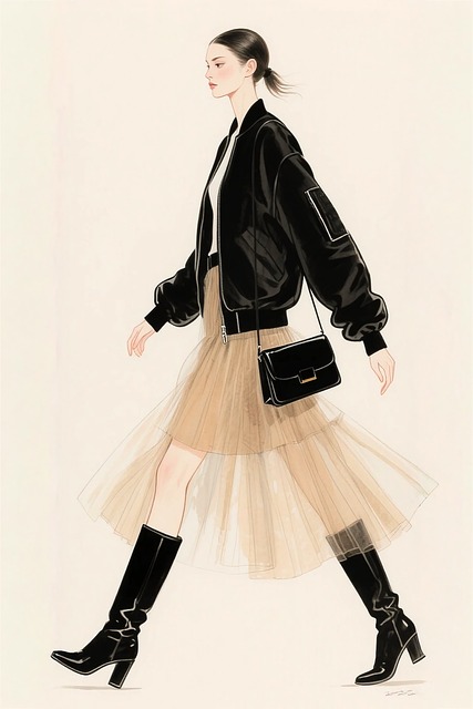 Free fashion illustration confident woman walking pose illustration